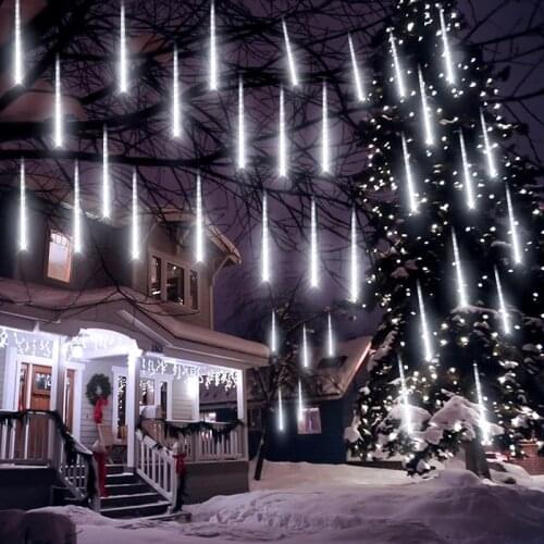 LED Meteor Shower Rain Light Garland String Lights Waterproof Snow Falling Raindrop Icicle Fairy Light 30cm 8 Tubes Wedding Xmas
