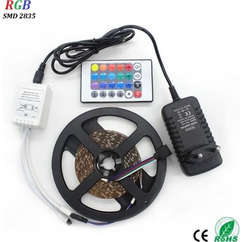 RGB LED Strip Light SMD2835 5M Not-Waterproof Led Tape DC12V Ribbon Diode Led Lights Strip Lamp With IR Remote Controller