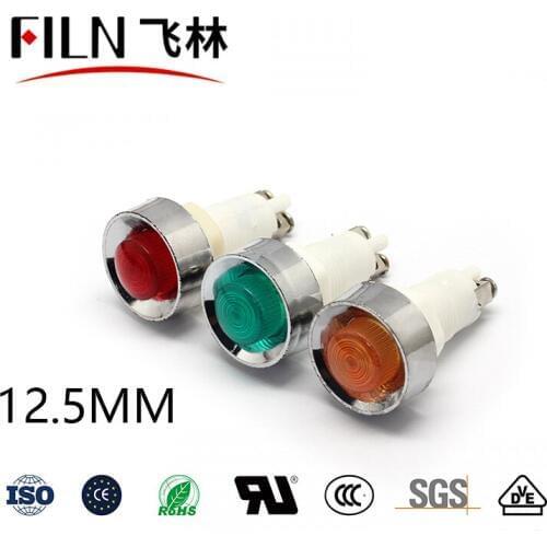 FILN YueQing hot sale 12.5mm 12v 24v 110v led indicator light white red yellow green blue pilot lamp