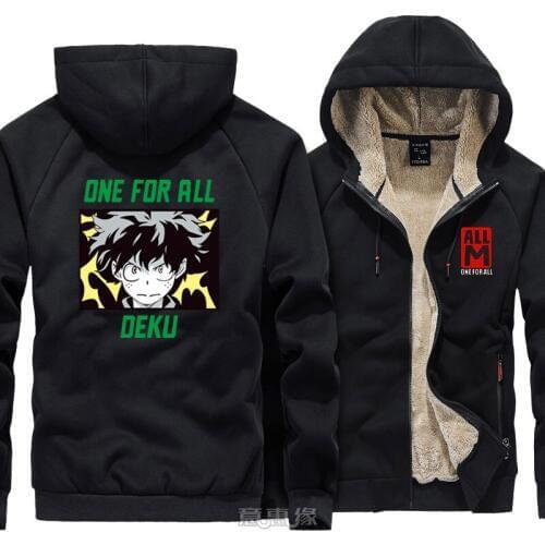 My Boku no Hero Academia Midoriya Izuku hoodie cosplay Anime women Men Warm coat jacket Winter Thick Zip Up Hooded Sweatshirt