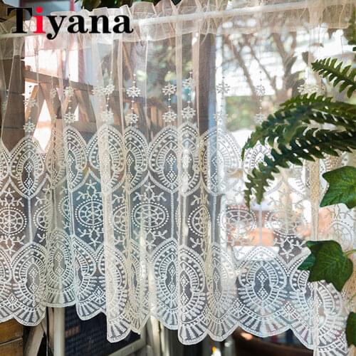 Tulle Curtains for Living Room Short Kithchen Cafe Beige Yarn Window Treatment Romantic Wedding Curtain Draperies P022X