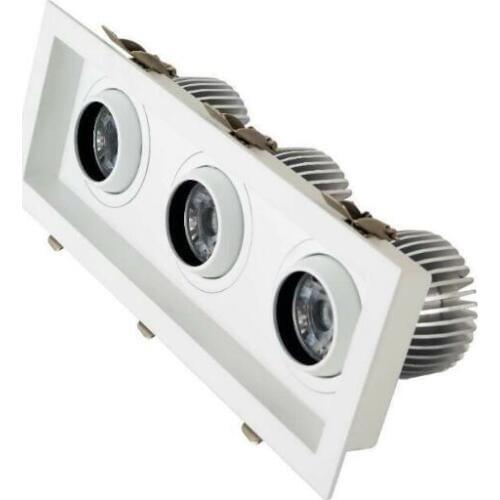 High Power 50W COB LED Spotlight Dimmable LED Bulb Light 3 Heads Square LED Recessed Downlights Warm/Cool Whte Free Shipping