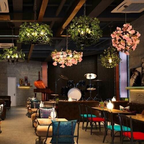 Green plant lamp plant droplight hotpot restaurant qing retro music bar meal flowers clothing personality chandeliers