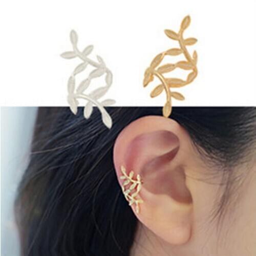 Metal Leaf Shape Punk Ear Cuff Earrings No Piercing Earcuffs Clip Earrings for Women Clips Party Jewelry Metal Earrings