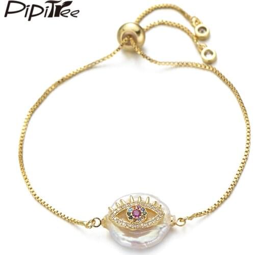 Pipitree Cubic Zirconia Life Tree Cat Crown Evil Eye Charm Bracelet Femme Natural Shell Chain Bracelets for Women Jewelry Gift