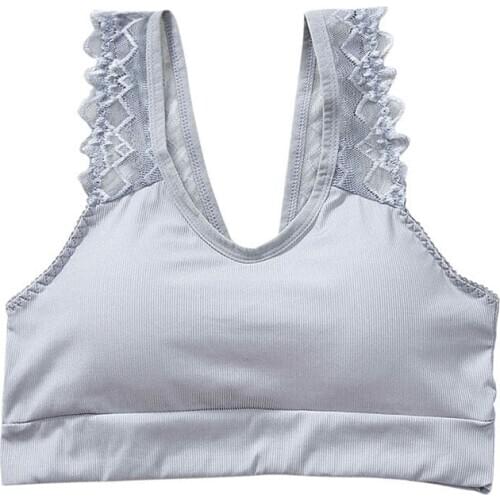 Women Sexy Lace Ice Muscle Bra Thread Beauty Back Wrapped Chest Pad Shoulder Strap Bottom Underwear Padded Bras