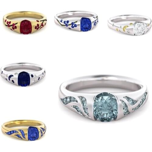 Fashion Lady Ring Classic Wedding Rings Women Multicolored Line Crystal Ring for Women Jewelry Anniversary Gift