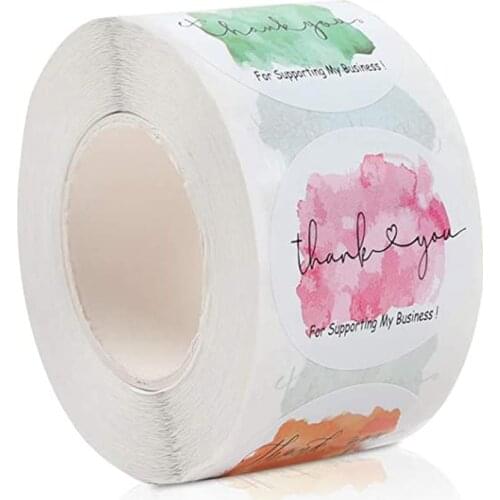 1.5" Thank You for Supporting My Small Business Stickers Round4-color graffiti Sticker for Bags Boxes Envelopes 500 Labels/Roll