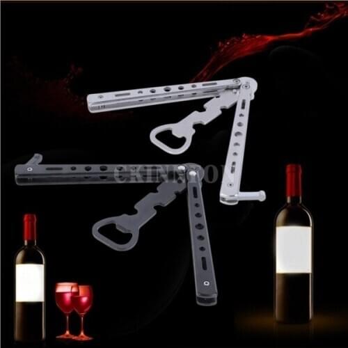 100Pcs/Lot Bottle Opener Butterfly Knife Style Trainer Tool Metal Beer Black Bar Supplies