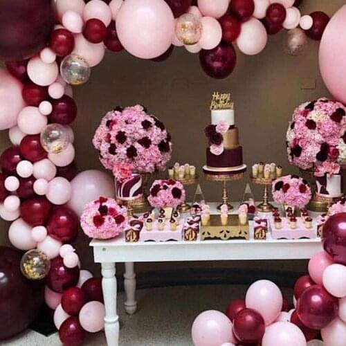 102pcs/set Pink Gold Confetti Burgundy Latex Wedding Decoration Balloons Garland Kit Valentine Day Anniversary Party Decorations