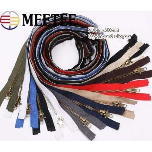 2PCS Meetee Metal Brass Zipper 70cm,80cm Bronze Zippers For Jacket Coat Clothing Sewing Accessories DIY Craft Supply AP2329