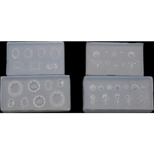 2Pcs Mini Leaves Flower 3D Silicone Clear Mold Button Embossed Frame Nail Carving Mold Nail Art Templates Maincure Tools