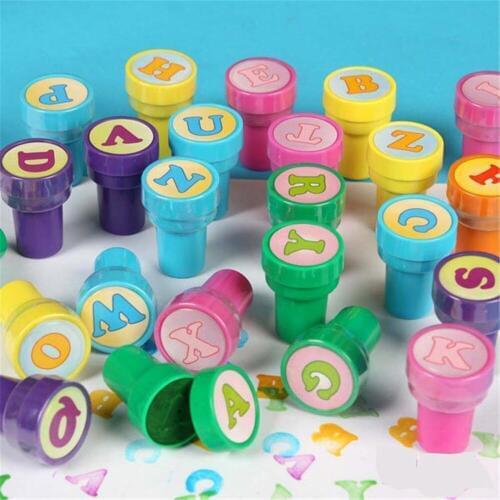 26 English alphabet/lot Assorted Mini Colorful Rubber Alphabet Letter Stamps for Children