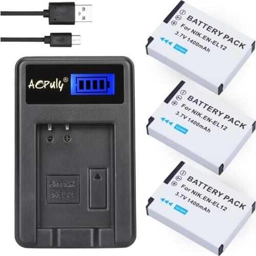 3x bateria EN EL12 EN-EL12 Battery + Charger for Nikon Coolpix S9700 S9500 S9400 S9300 S9100 S8200 S8100 S8000 S6300 S6200 S6150
