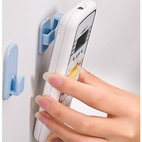 4pcs/set Plastic Remote Control Holder Adhesive Tape Hanger Organization For TV Air Conditioner Wall Storage Sticky Hook Set