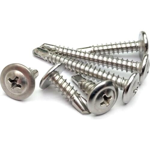 410 Stainless Steel Large Flat Head Washer Head Self Tapping Screws Drilling Tail Screw M4.2 M4.8