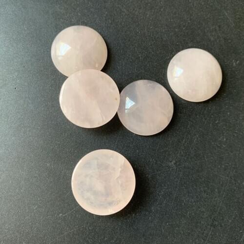 5pcs Natural Rose Quartz CAB Cabochon Stones Reiki Healing Pink Crystal Flatback Crystal Round Shape 20mm Wholesale Dropship