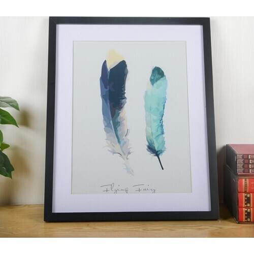 A4 A3 Black White Red Blue Color Nature Solid Wooden Frame Picture Photo Frame With Mats For Wall Mounting Hardware Included