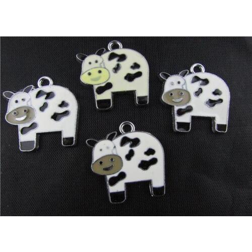 AE244 20pcs Mixed Enamel milk cow Charms Pendants Floating Charms 26x25mm