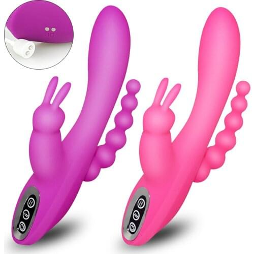 10 Vibrating Modes G-Spot Rabbit Anal Dildo Vibrator Adult Sex Toys with Women Rechargeable Clitoris Vagina Stimulato