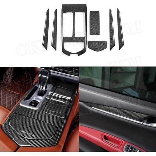 Dry Carbon Fiber Car Center Console Gear Shift Panel Door Interior Trim Strip Cover Stickers for Maserati Ghibli 2014-2019
