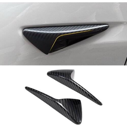Car Accessories Real Carbon Fiber Side Badge Emblem Trim Frame Cover Sticker Exterior Decoration for Tesla Model 3 2017-2020