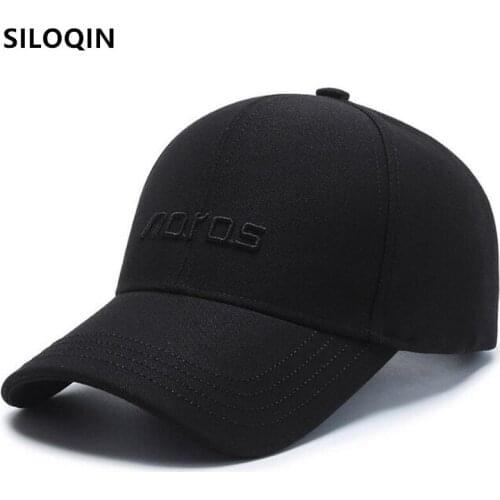 SILOQIN Snapback Cap Mens Cap New Cotton Baseball Cap Male Bone Adjustable Size Letter Black Hat Simple Casual Sports Cap