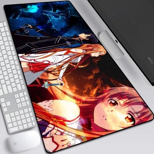 Cartoon SAO Sword Art Online Large Pad Mouse Mat Anime Print Computer Gamer Locking Edge Mousepad Keyboard Mice 30x80cm