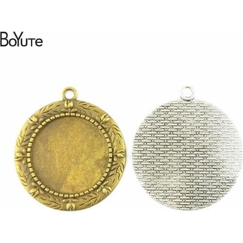 BoYuTe (30 Pieces/Lot) 25MM Antique Bronze Silver Plated Zinc Alloy Blank Rose Pendant Jewelry Cameo Cabochon Base Setting