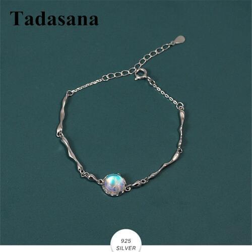 925 Sterling Silver Chain Bracelet Bangle for Women Fit DIY Charm Natural Stone Bead Authentic Fine Jewelry Gift