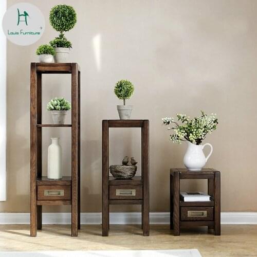 Louis Fashion Flower Rack Wooden Shelf Modern Simple Multi Storey Living Room Indoor Floor Green Lounge Bonsai and Potted Plants