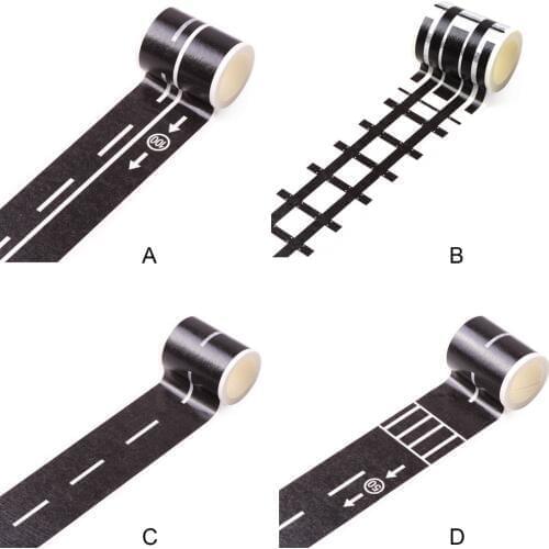 Kids 5x500cm DIY Traffic Road Railway Adhesive Removable Washi Masking Tape Traffic Signs Sticker Decal for Children Cars Toy
