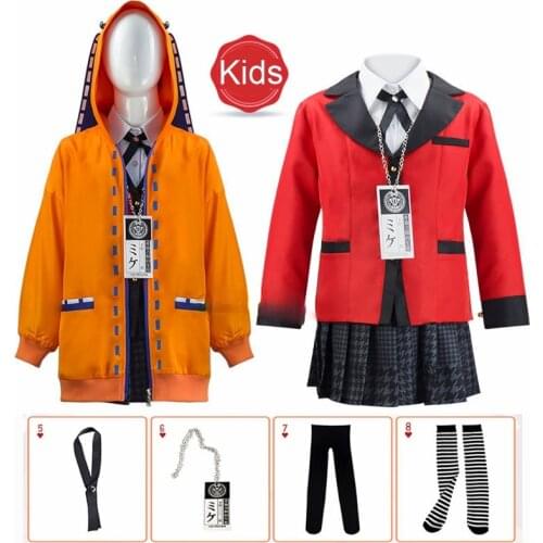 Kids Anime Kakegurui Compulsive Gambler Rune Yomozuki Cosplay Costume Runa Hoodie Jabami Yumeko Uniform Girls Jacket Coat