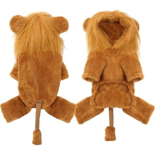Pet Dogs Cats Cartoon Lion Outfits Halloween Christmas Cosplay Hoodie Costume