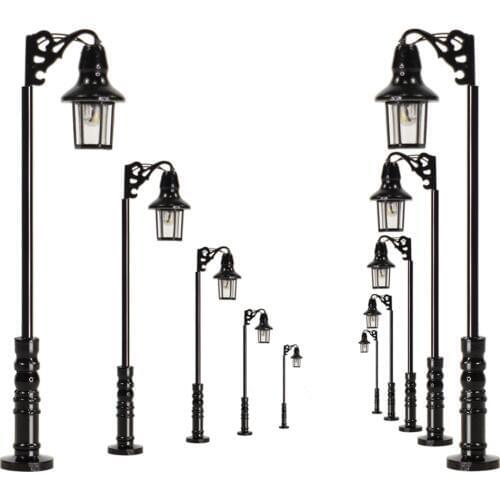 10pcs N Scale Lamp Post Single Head 47mm 1:150 Warm White Street Lights Model Railway Train LEDs Miniature LQS75N