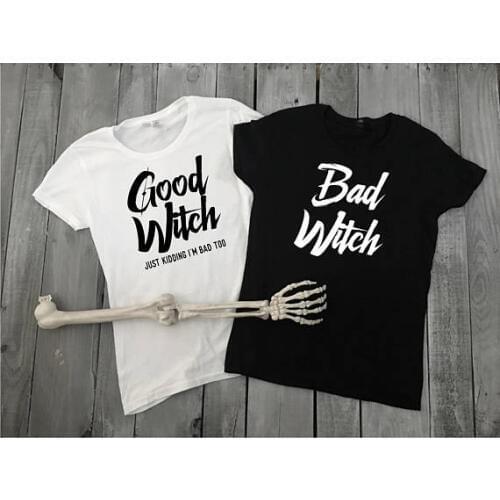 Good Witch Bad Witch T-Shirts women tshirt Best Friend Halloween cotton Shirts high quality Party T shirt Funny girls trend tops
