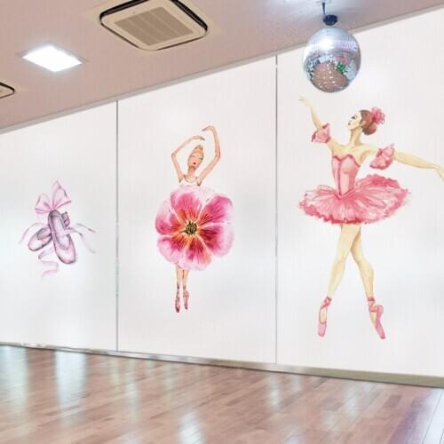 Customized dance studio practice dance room window glass sticker decoration sliding door frosted film electrostatic