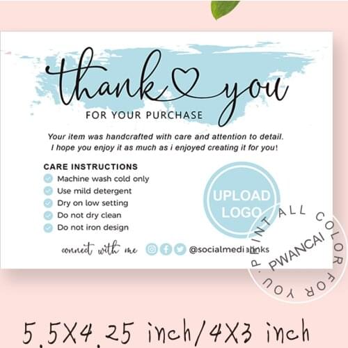 Cyan Washing Instructions Template Card For Custom Tshirts,Care Instructions For Printed Apparel,Printable Care Card