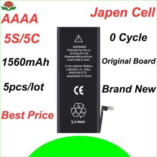 ISUN 5pcs/lot AAAA For iPhone 5S 5C Replacement Battery 616-0720 1560mAh Battery Repair