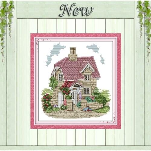 Exquisite villa scenery decor painting counted print on canvas DMC 14CT 11CT Chinese Cross Stitch Needlework Set Embroidery kits