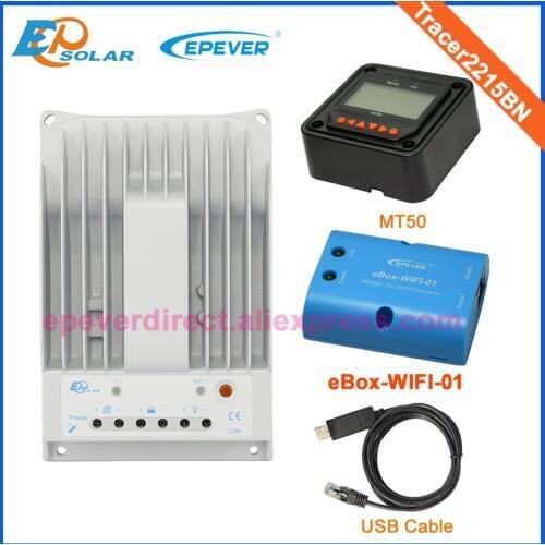 Solar off grid controller Tracer2215BN 20A 20amps MT50 wifi eBOX and USB cable communication cable Solar EPEVER EPSolar series