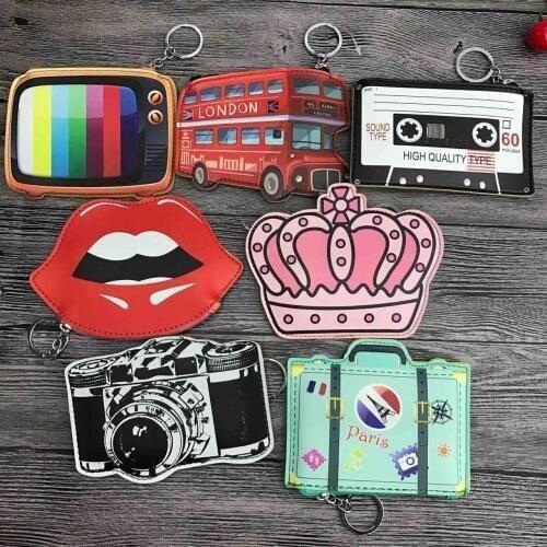 Naturgo Coin purses women wallets small mini cute cartoon card holder key headset money bags for girls ladies purse pink