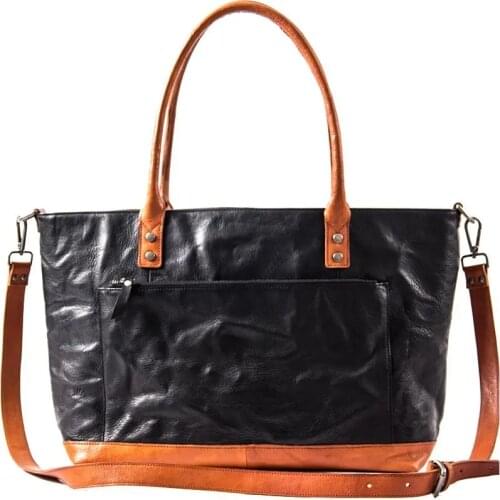 Mens leisure real leather shopping bag