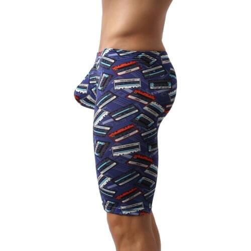 Mens Siwmwear Beach Board Shorts Sleepwear For Men Long Boxers Fitness Bottoms Trunks Sexy U Convex Pouch Shorts Beachwear