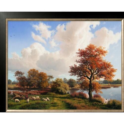 Forest Tree Scenery Needlework,Embroidery,Riverside DIY 14CT Unprinted Cross stitch kits,Arts Pattern Cross-Stitching Decor