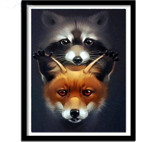5D Raccoon&Fox Cross Stitch Kits Diy Diamond Painting Needlework Diamond Embroidery rhinestones Home Decor love gift