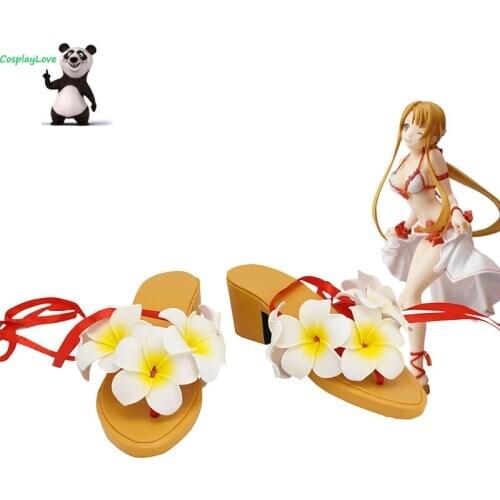 Sword Art Online Cosplay Shoes SAO Asuna Swimsuit Yellow White Cosplay Shoes Long Boots Leather Custom Made For Halloween