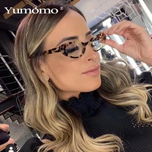 New Crystal Cat Eye Glasses Frames for Women Fashion Brand Sexy Small Oval Glasses Frame Eyeglasses Clear Lens Spectacle Eyewear