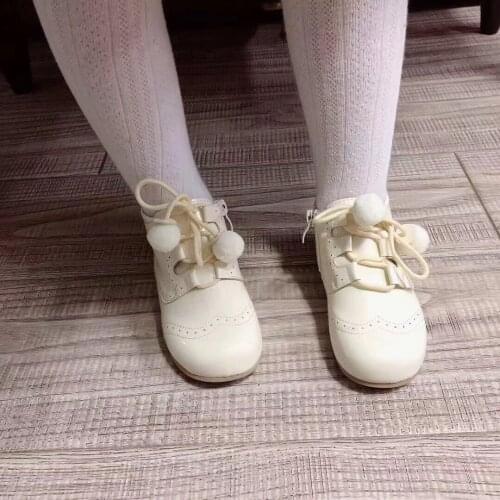 Custom Spanish Zipper Hair Ball with Ankle Boots Short Boots Girl Baby Court Princess Dress Shoes Kids Shoes for Girl