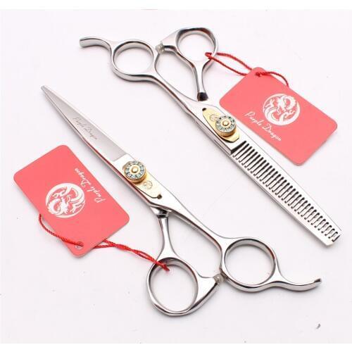 2Pcs 6" 17.5cm 440C Purple Dragon Professional Hair Scissors Barber Scissors Cutting Shears Thinning Scissors Styling Tool Z1026